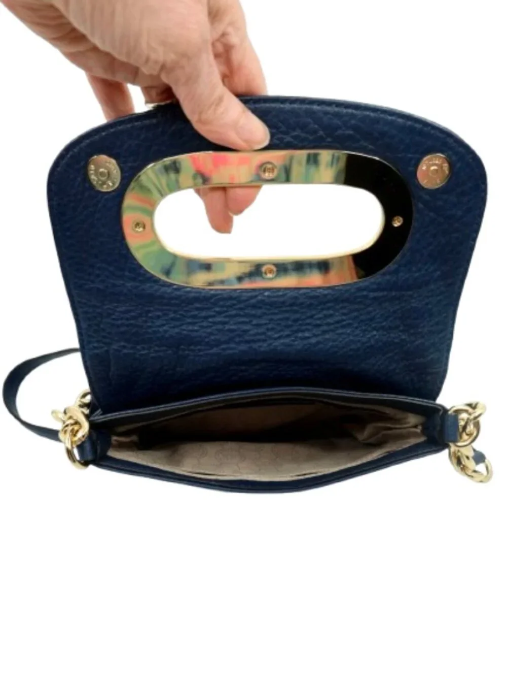 MICHAEL KORS~Berkley Top Handle~NAVY BLUE PEBBLED LEATHER CROSSBODY BAG